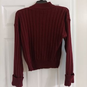 Boohoo Maroon Tall Wide Rib Turn Up Cuff Sweater